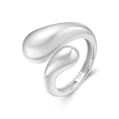 Silver Sculptural Crossover Ring